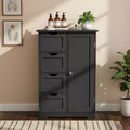 Black Bathroom Storage Cabinet with 4 Drawers and 1 Door