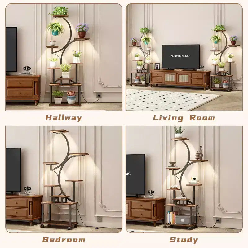 Support de plantes d'angle de 157 cm de haut avec lumières