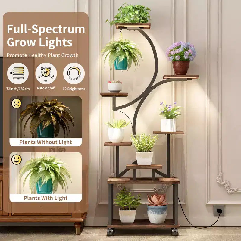 Support de plantes d'angle de 157 cm de haut avec lumières