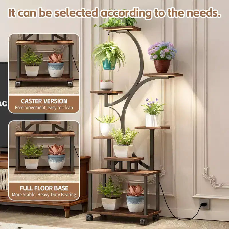 Support de plantes d'angle de 157 cm de haut avec lumières