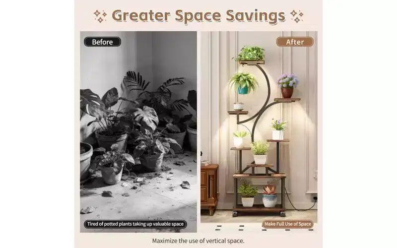 Support de plantes d'angle de 157 cm de haut avec lumières