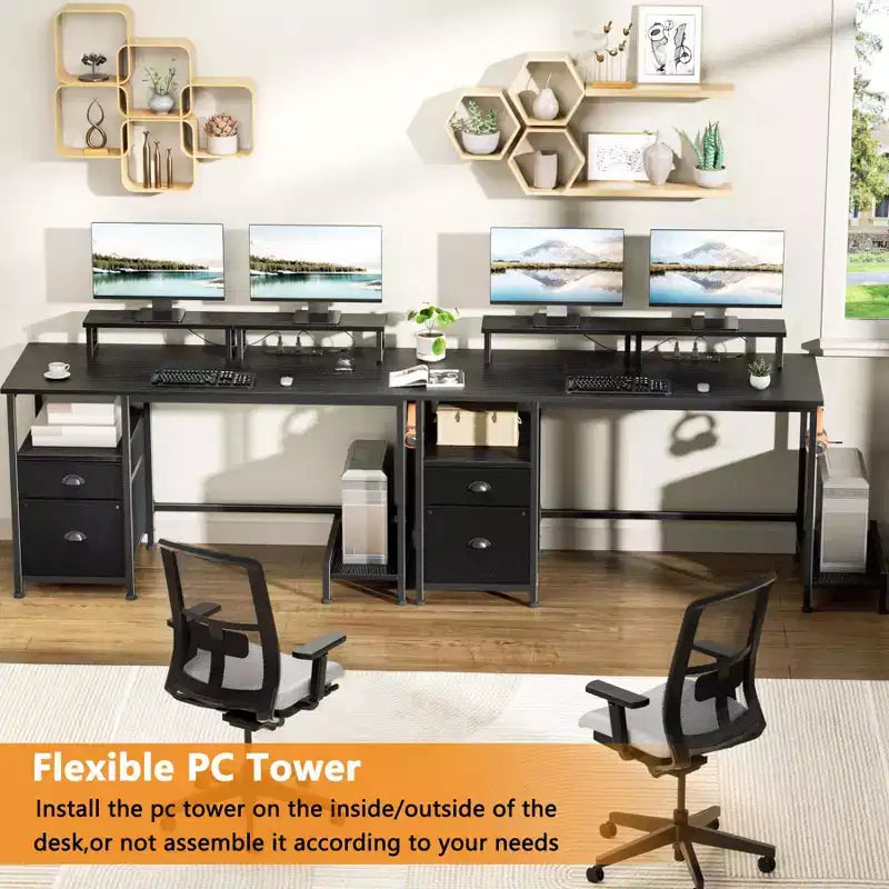 Bureau d'ordinateur noir de 47 pouces avec station de recharge
