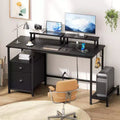 Bureau d'ordinateur noir de 47 pouces avec station de recharge