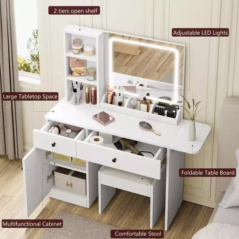 Coiffeuse avec miroir et lumière