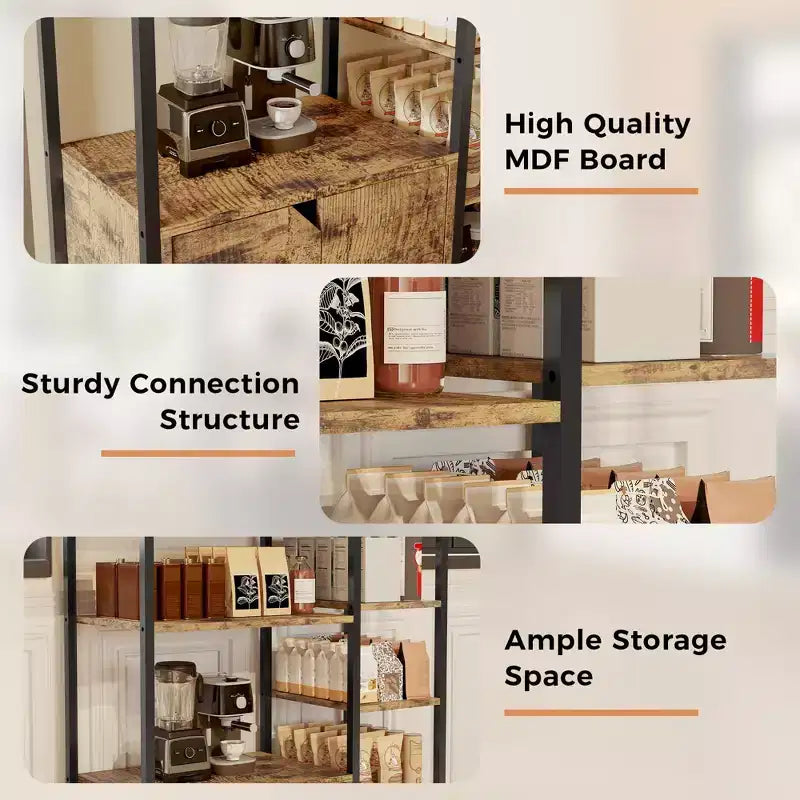 Mini meuble bar à café – Étagère d'angle et buffet autonome de 32 pouces