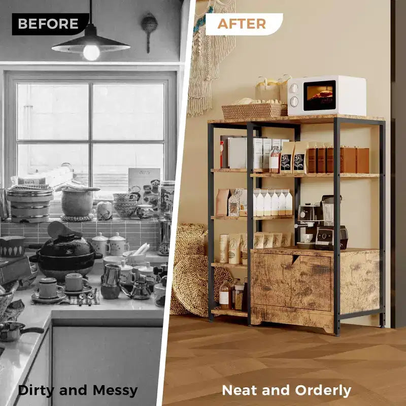 Mini meuble bar à café – Étagère d'angle et buffet autonome de 32 pouces