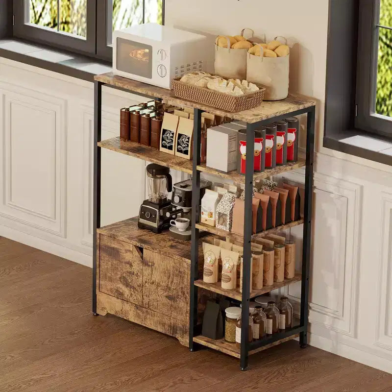 Mini meuble bar à café – Étagère d'angle et buffet autonome de 32 pouces