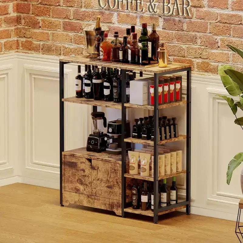 Mini meuble bar à café – Étagère d'angle et buffet autonome de 32 pouces