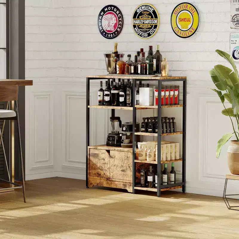 Mini meuble bar à café – Étagère d'angle et buffet autonome de 32 pouces