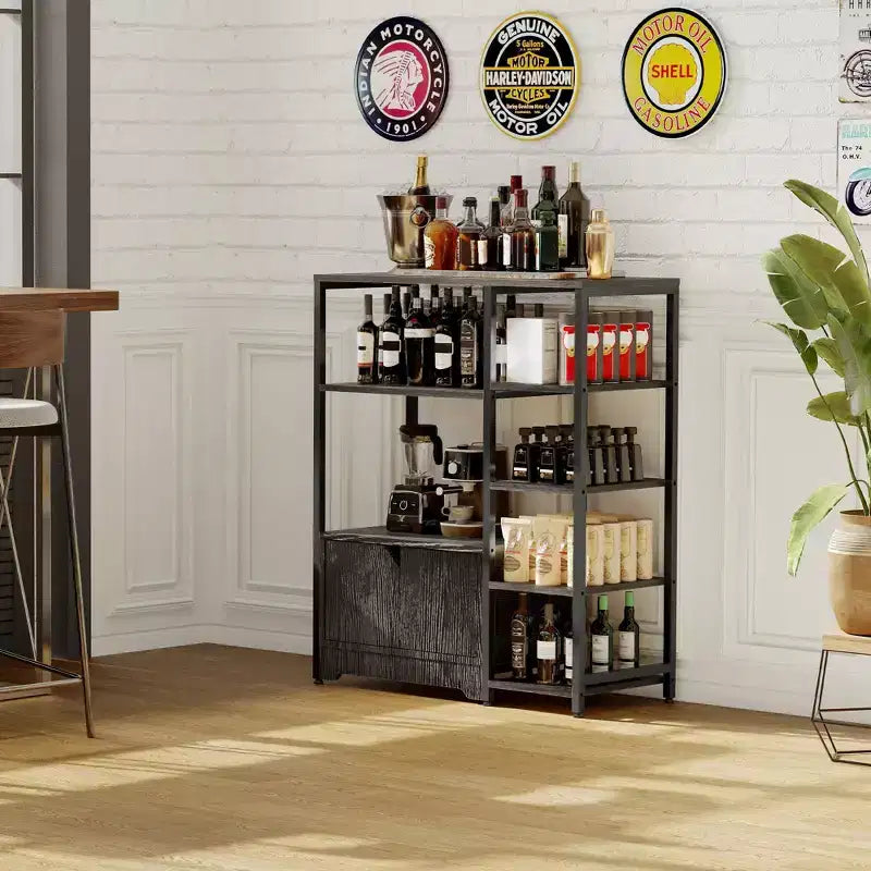 Mini meuble bar à café – Étagère d'angle et buffet autonome de 32 pouces