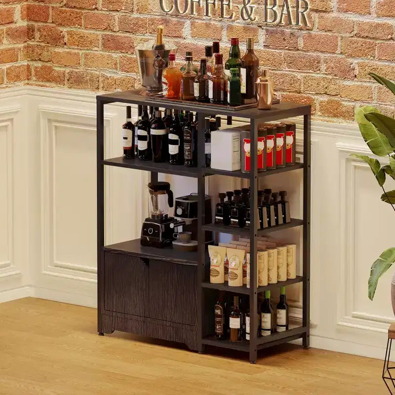 Mini meuble bar à café – Étagère d'angle et buffet autonome de 32 pouces
