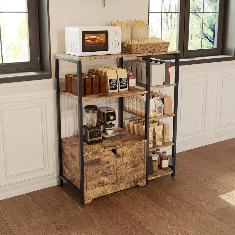 Mini meuble bar à café – Étagère d'angle et buffet autonome de 32 pouces