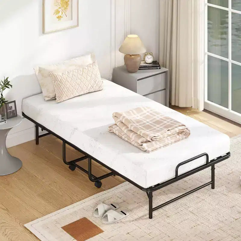 Lit pliant une place avec matelas de 12,7 cm, matelas en mousse à mémoire de forme et cadre à lattes métalliques