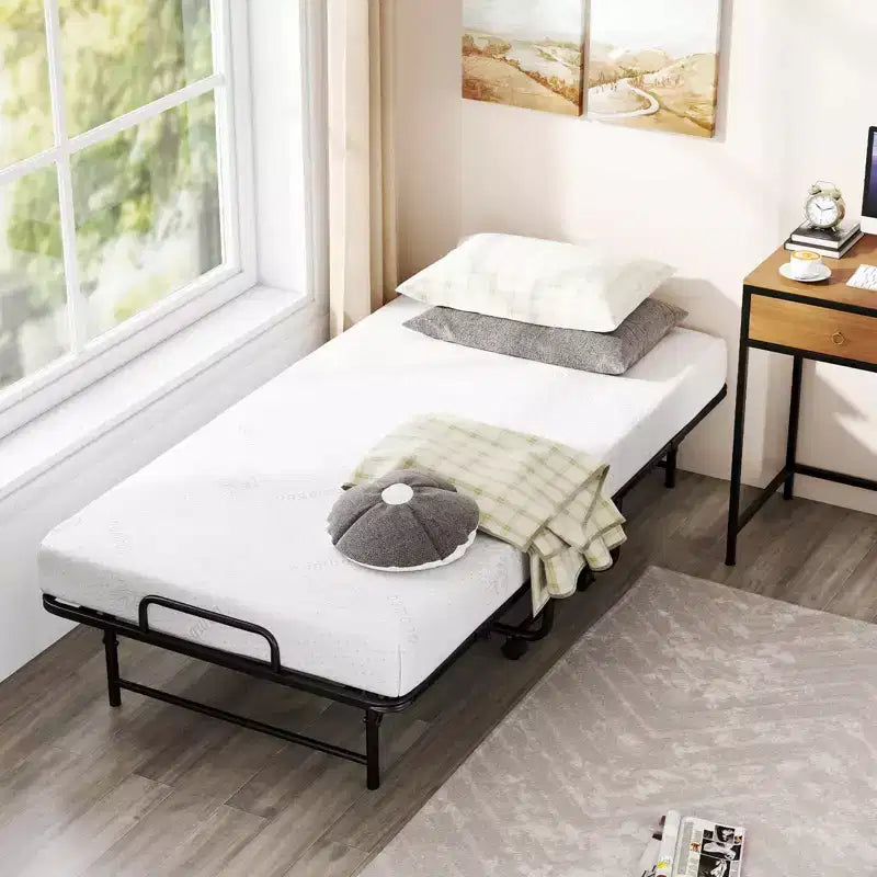 Lit pliant une place avec matelas de 12,7 cm, matelas en mousse à mémoire de forme et cadre à lattes métalliques