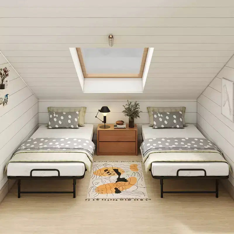 Lit pliant une place avec matelas de 12,7 cm, matelas en mousse à mémoire de forme et cadre à lattes métalliques