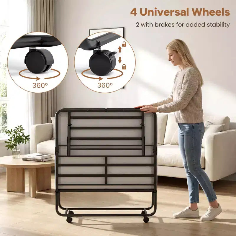 Lit pliant une place avec matelas de 12,7 cm, matelas en mousse à mémoire de forme et cadre à lattes métalliques