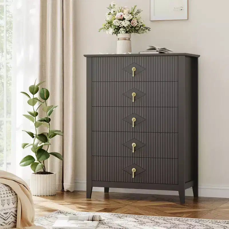 Commode en bois à tiroirs, forme vague moderne