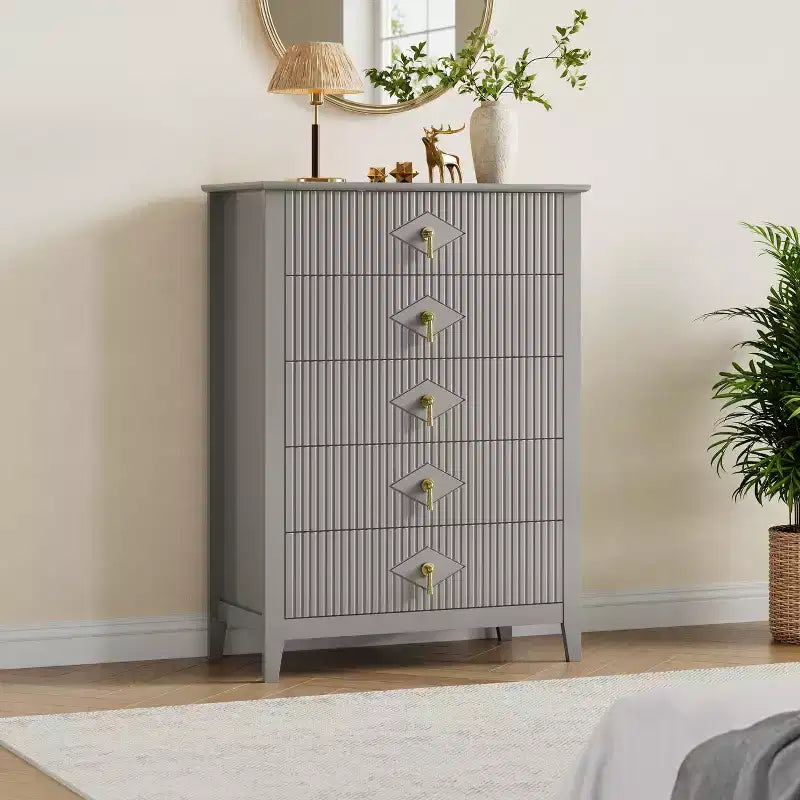 Commode en bois à tiroirs, forme vague moderne