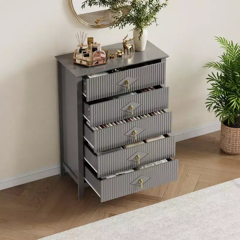 Commode en bois à tiroirs, forme vague moderne