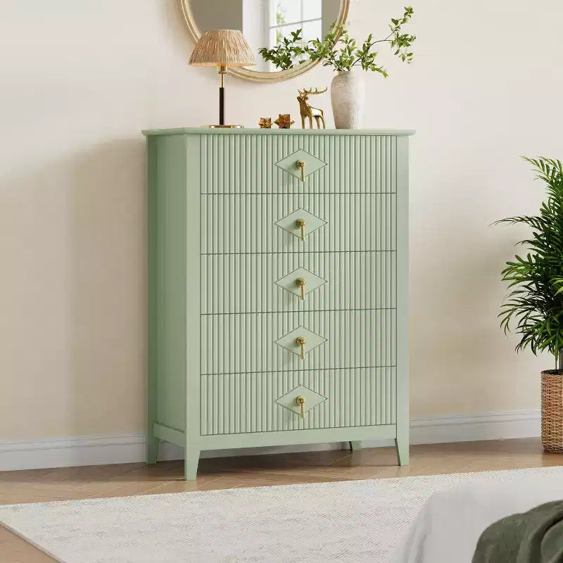 Commode en bois à tiroirs, forme vague moderne
