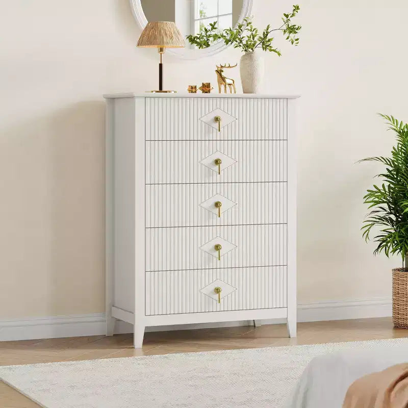 Commode en bois à tiroirs, forme vague moderne