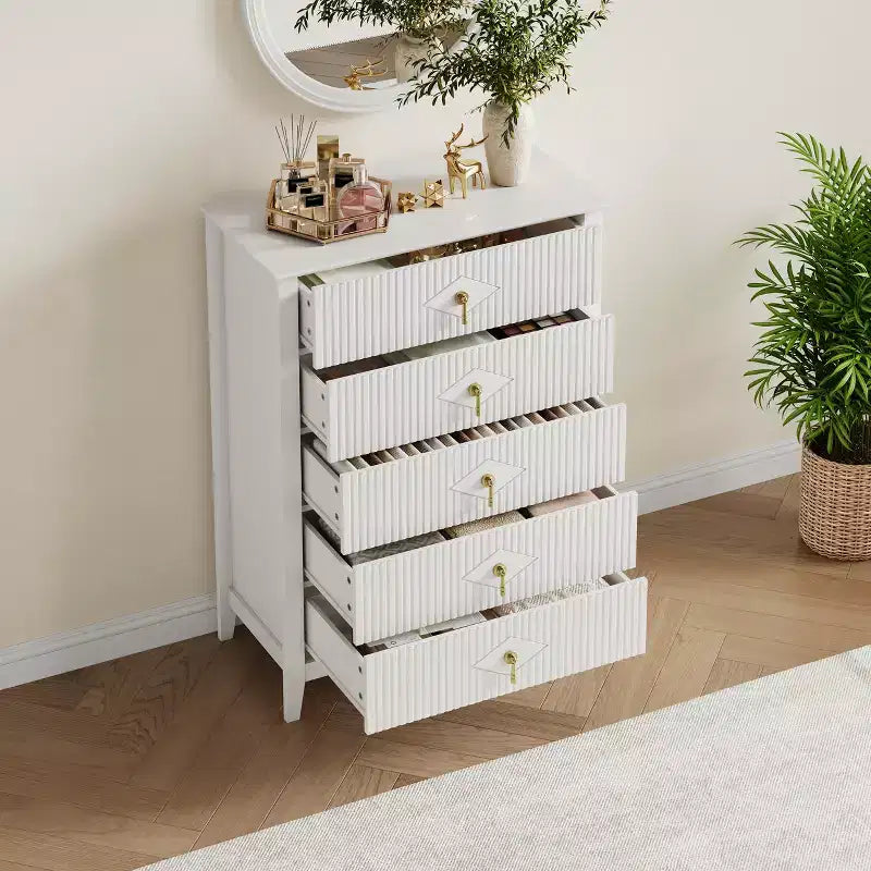 Commode en bois à tiroirs, forme vague moderne