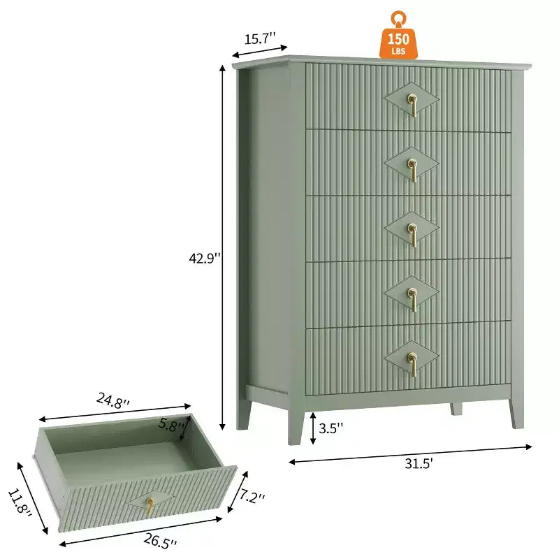 Commode en bois à tiroirs, forme vague moderne