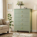 42.9 Tall 5-Drawer Fluted Dresser, Modern Wave Design Wooden Chest of Drawers with Metal Handles for Bedroom &amp; Living Room