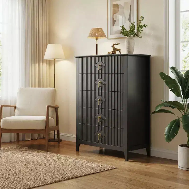 Commode en bois à tiroirs, forme vague moderne