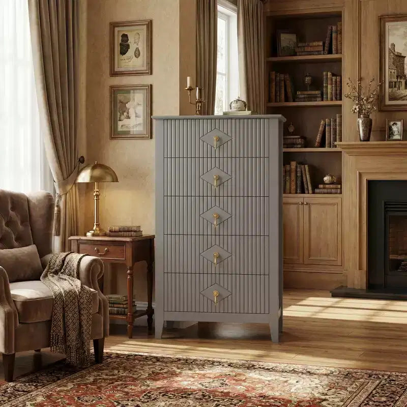 Commode en bois à tiroirs, forme vague moderne
