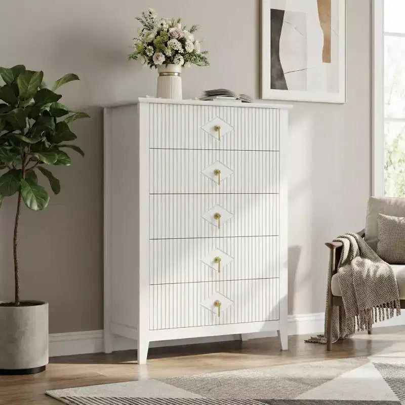 Commode en bois à tiroirs, forme vague moderne