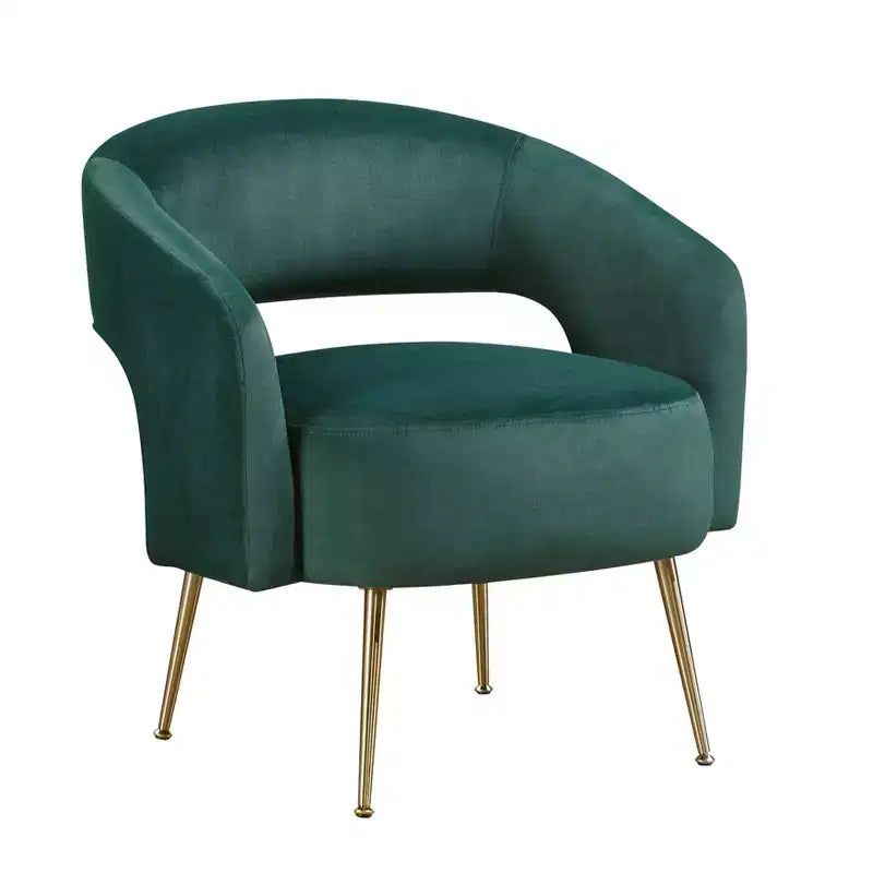 Fauteuil d'appoint moderne en velours avec pieds en métal doré