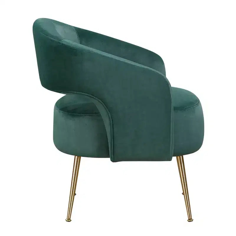 Fauteuil d'appoint moderne en velours avec pieds en métal doré