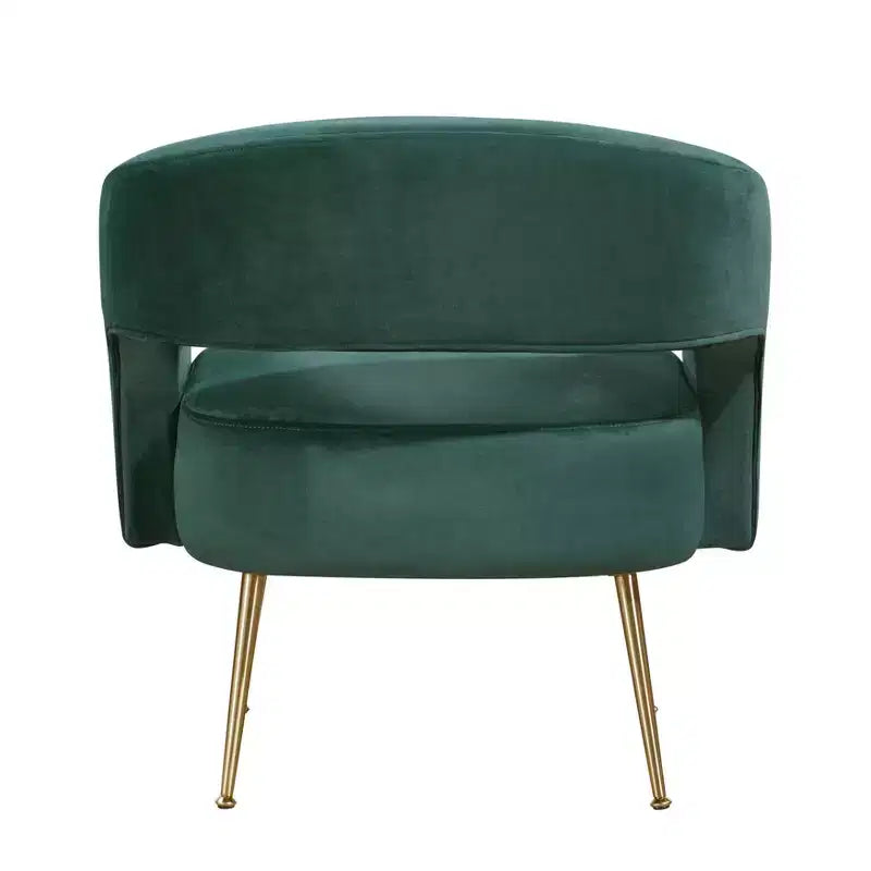Fauteuil d'appoint moderne en velours avec pieds en métal doré