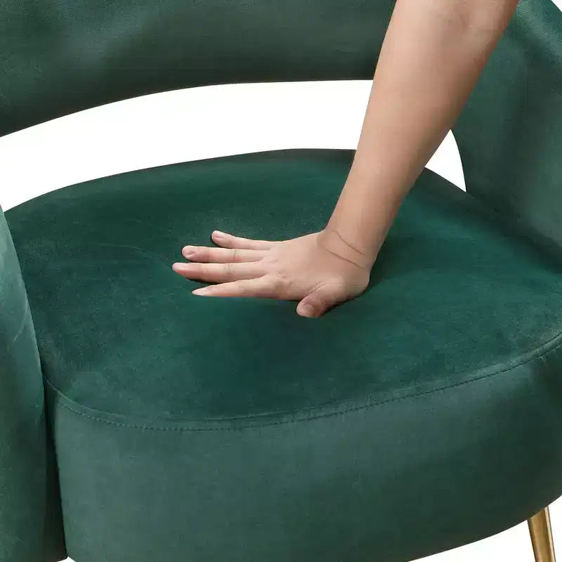 Fauteuil d'appoint moderne en velours avec pieds en métal doré