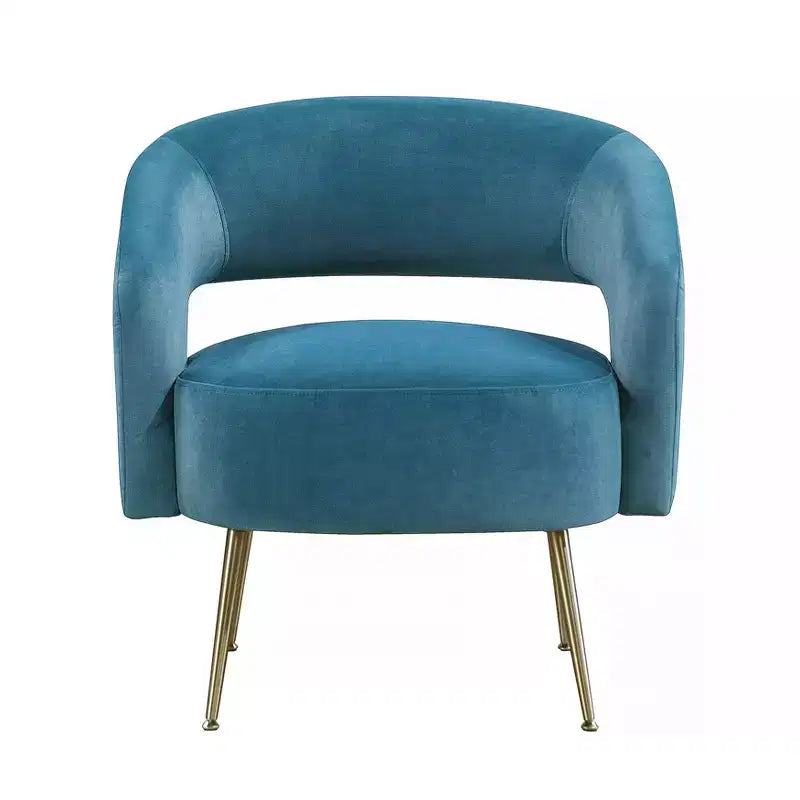 Fauteuil d'appoint moderne en velours avec pieds en métal doré