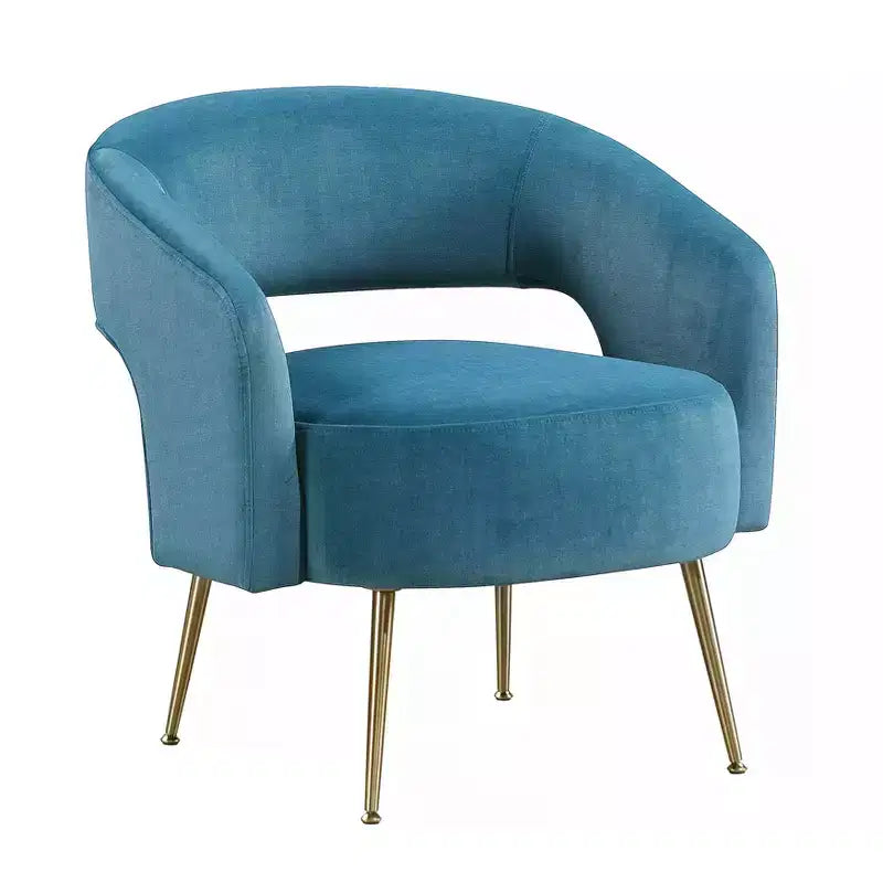 Fauteuil d'appoint moderne en velours avec pieds en métal doré