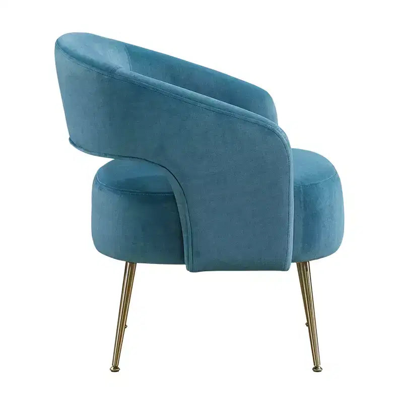 Fauteuil d'appoint moderne en velours avec pieds en métal doré