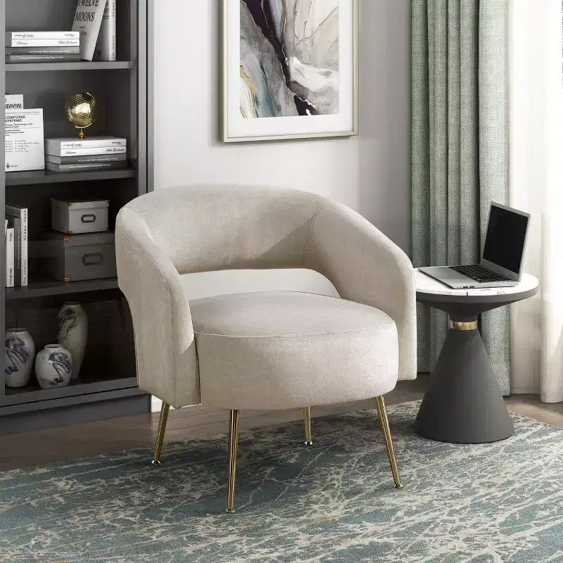 Fauteuil d'appoint moderne en velours avec pieds en métal doré