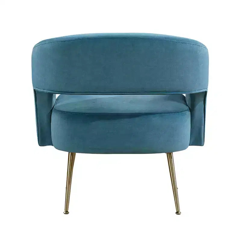 Fauteuil d'appoint moderne en velours avec pieds en métal doré