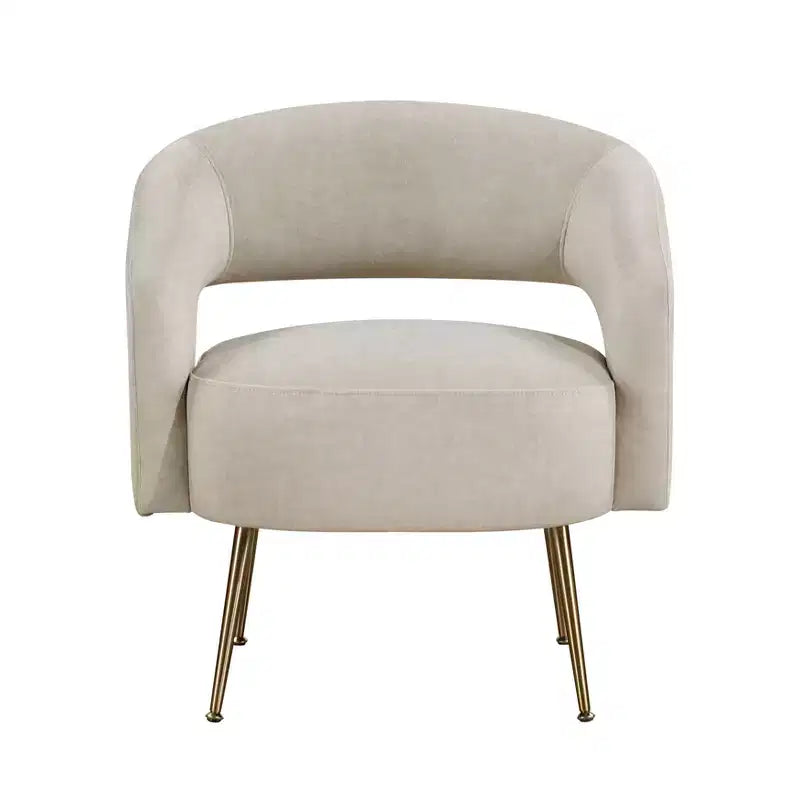 Fauteuil d'appoint moderne en velours avec pieds en métal doré