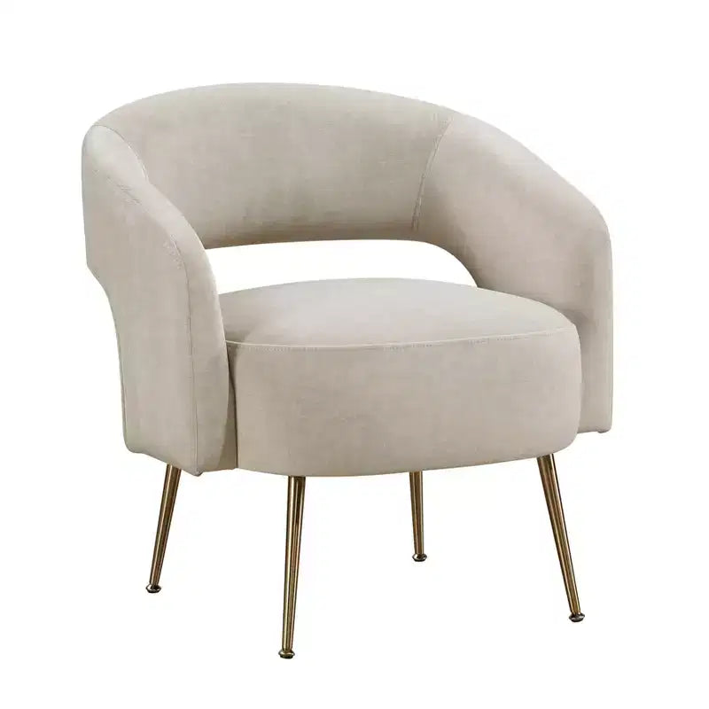 Fauteuil d'appoint moderne en velours avec pieds en métal doré