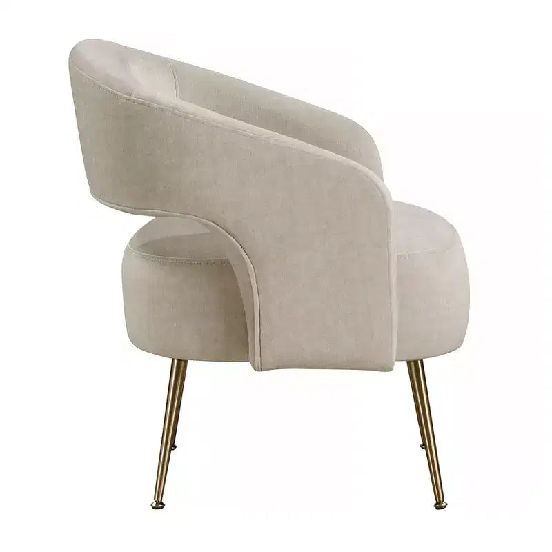 Fauteuil d'appoint moderne en velours avec pieds en métal doré