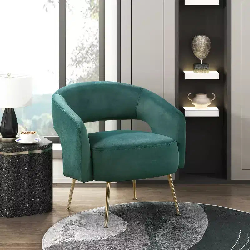 Fauteuil d'appoint moderne en velours avec pieds en métal doré