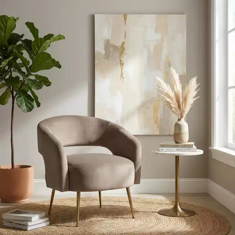 GDFStudio Modern Velvet Upholstered Accent Chair with Gold Metal Legs