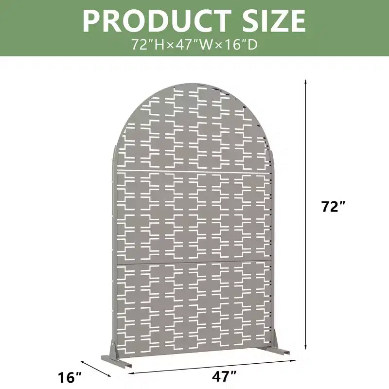 Paravent de confidentialité autoportant en métal cintré de 72H x 47L po, couleur gris clair/brun, pour jardin, patio, terrasse, cour