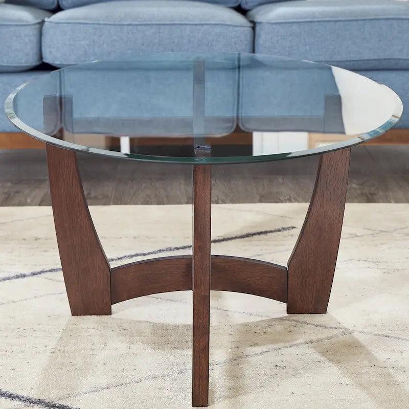 23.5 inch round glass coffee table