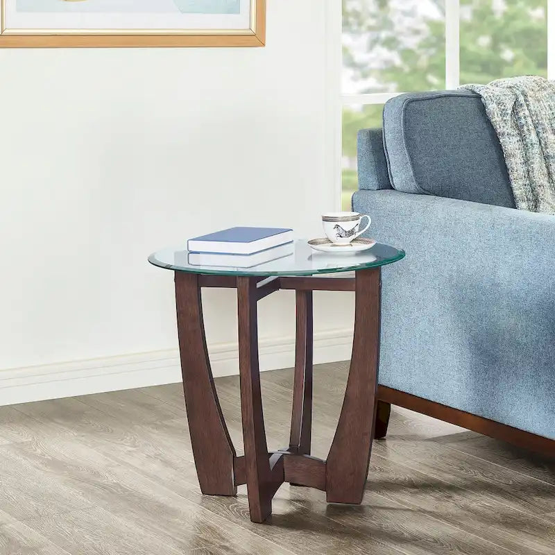 23.5 inch round glass coffee table