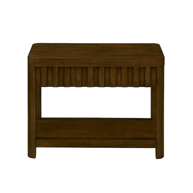 25 Rectangular Farmhouse End Table with Storage Shelf, Sofa Side Table with Solid Wood Legs for Living Room, Bedroom, Office