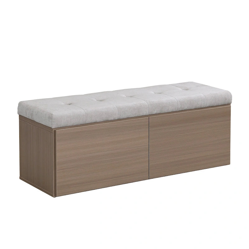 49 Entryway Shoe Storage Bench with Double Doors & Padded Cushion,Space-Saving Ottoman